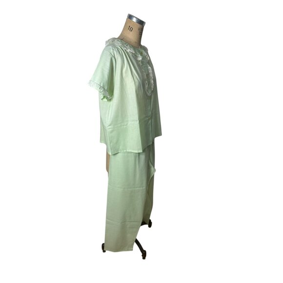 1960s minty green pajamas with lace collar by Heiress Size M/L - Picture 3 of 7